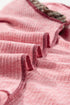 Ribbed Knit Patchwork Plaid Raglan Sleeve Blouse