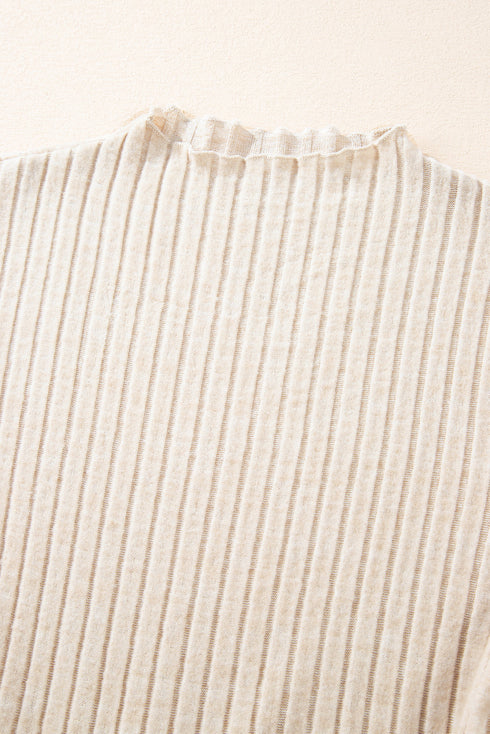 Ribbed Knit Patchwork Printed Belted A Line Mini Dress