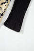 Ribbed Knit Patchwork Printed Belted A Line Mini Dress