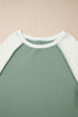 Ribbed Knit Patchwork Raglan Long Sleeve Top