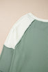 Ribbed Knit Patchwork Raglan Long Sleeve Top