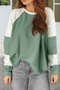 Ribbed Knit Patchwork Raglan Long Sleeve Top