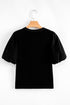 Ribbed Knit Puff Sleeve Half Button Placket Slim Top