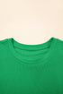 Ribbed Knit Puff Sleeve Pearl Beaded Shirt