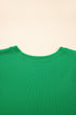 Ribbed Knit Puff Sleeve Pearl Beaded Shirt