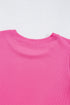 Ribbed Knit Puff Sleeve Pearl Beaded Shirt