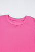 Ribbed Knit Puff Sleeve Pearl Beaded Shirt