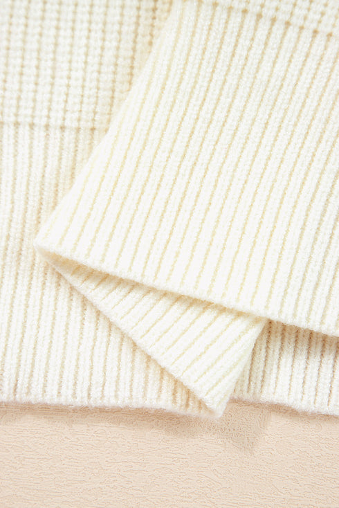 Ribbed Knit Pumpkin Pattern Crew Neck Sweater