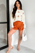 Ribbed Knit Pumpkin Pattern Crew Neck Sweater