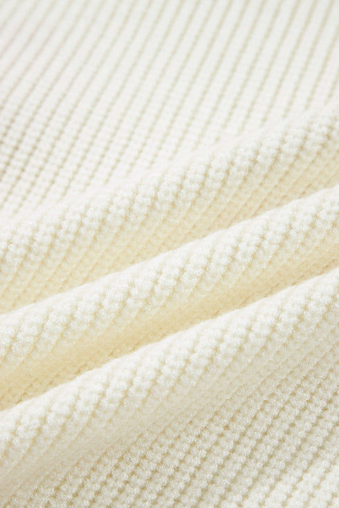 Ribbed Knit Pumpkin Pattern Crew Neck Sweater