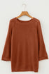 Ribbed Knit Round Neck Short Sleeve Sweater