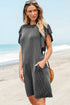 Ribbed Knit Ruffle Sleeve Relaxed Shift Dress