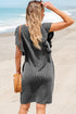 Ribbed Knit Ruffle Sleeve Relaxed Shift Dress