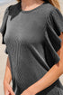 Ribbed Knit Ruffle Sleeve Relaxed Shift Dress