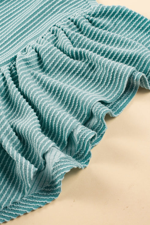 Ribbed Knit Ruffle Sleeve Relaxed Shift Dress