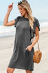 Ribbed Knit Ruffle Sleeve Relaxed Shift Dress