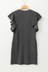 Ribbed Knit Ruffle Sleeve Relaxed Shift Dress