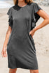 Ribbed Knit Ruffle Sleeve Relaxed Shift Dress