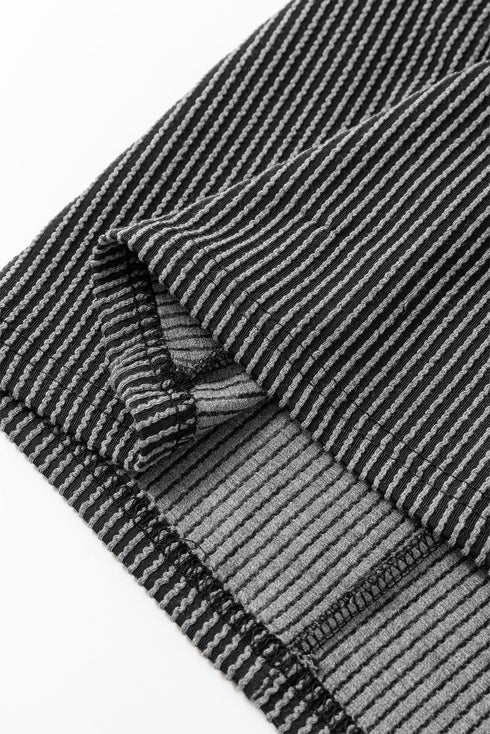 Ribbed Knit Ruffle Sleeve Relaxed Shift Dress