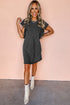 Ribbed Knit Ruffle Sleeve Relaxed Shift Dress