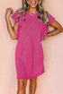 Ribbed Knit Ruffle Sleeve Relaxed Shift Dress