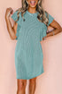Ribbed Knit Ruffle Sleeve Relaxed Shift Dress