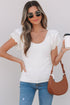 Ribbed Knit Ruffle Sleeve Slim Fit Top