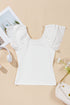 Ribbed Knit Ruffle Sleeve Slim Fit Top