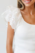 Ribbed Knit Ruffle Sleeve Slim Fit Top
