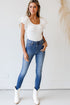 Ribbed Knit Ruffle Sleeve Slim Fit Top