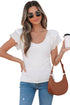 Ribbed Knit Ruffle Sleeve Slim Fit Top