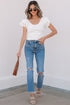 Ribbed Knit Ruffle Sleeve Slim Fit Top