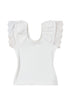 Ribbed Knit Ruffle Sleeve Slim Fit Top