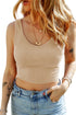 Ribbed Knit Scoop Neck Fitted Cropped Tank Top