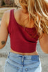 Ribbed Knit Scoop Neck Fitted Cropped Tank Top