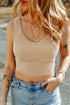Ribbed Knit Scoop Neck Fitted Cropped Tank Top