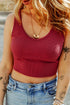 Ribbed Knit Scoop Neck Fitted Cropped Tank Top
