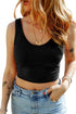 Ribbed Knit Scoop Neck Fitted Cropped Tank Top
