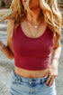Ribbed Knit Scoop Neck Fitted Cropped Tank Top