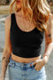 Ribbed Knit Scoop Neck Fitted Cropped Tank Top