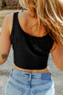 Ribbed Knit Scoop Neck Fitted Cropped Tank Top