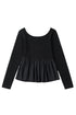Ribbed Knit Scoop Neck Long Sleeve Peplum Top