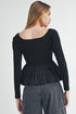 Ribbed Knit Scoop Neck Long Sleeve Peplum Top