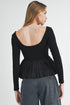 Ribbed Knit Scoop Neck Long Sleeve Peplum Top