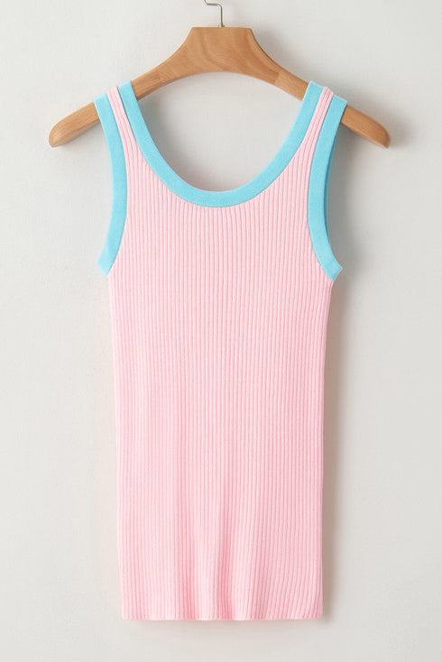 Ribbed Knit Scoop Neck Sleeveless Tank Top