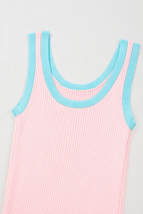 Ribbed Knit Scoop Neck Sleeveless Tank Top