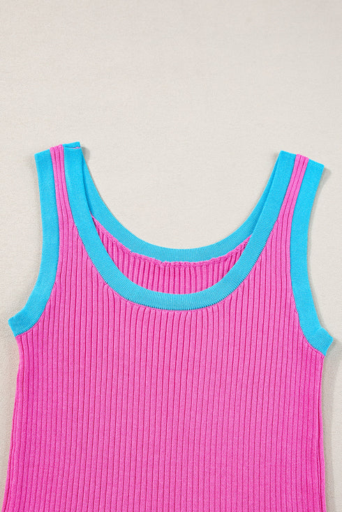 Ribbed Knit Scoop Neck Sleeveless Tank Top