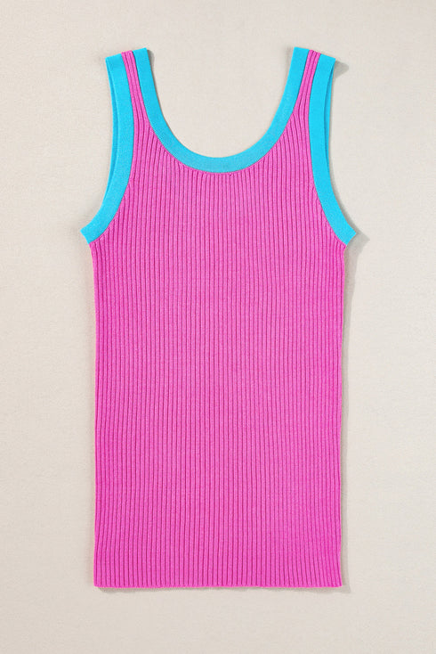 Ribbed Knit Scoop Neck Sleeveless Tank Top