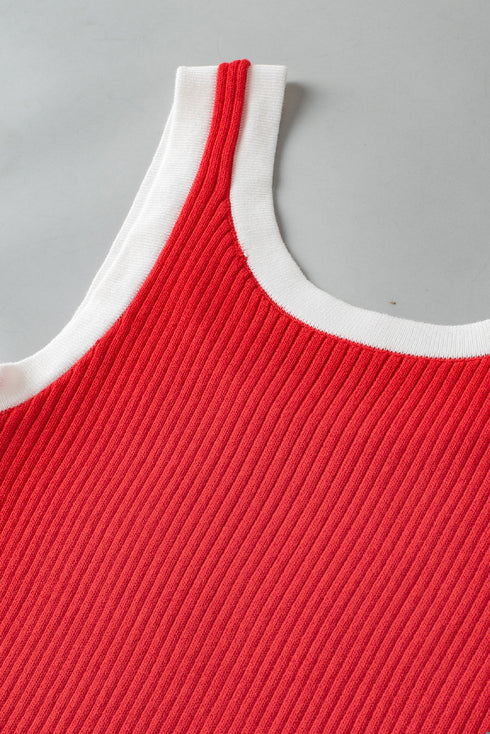 Ribbed Knit Scoop Neck Sleeveless Tank Top