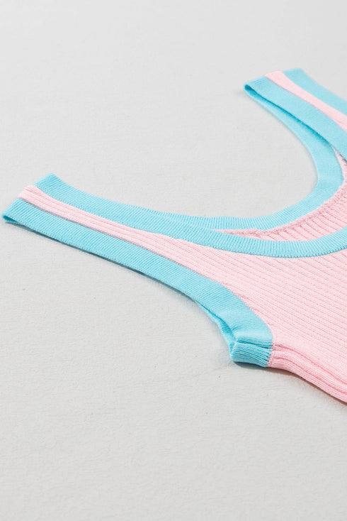 Ribbed Knit Scoop Neck Sleeveless Tank Top